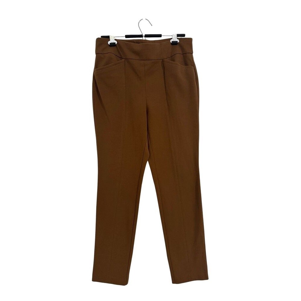 Chico’s The So Slimming Sz 1 (8-10) Reese Pant in Brevity Brown Pull On Slim Leg
